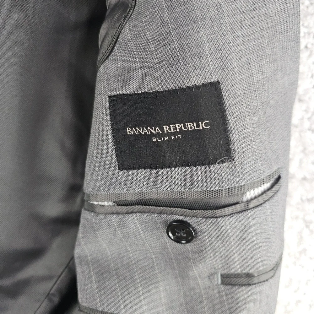 Banana Republic Slim Fit Italian Yarn Cotton Gray‎ Pin Stripe Blazer Men's 42R